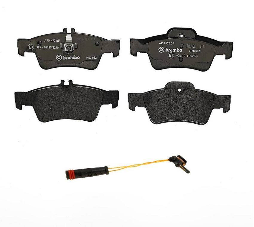 Mercedes Brakes Set Kit - Pads Rear (Low-Met) (with Sensor) 006420012064 - Brembo 2706264KIT